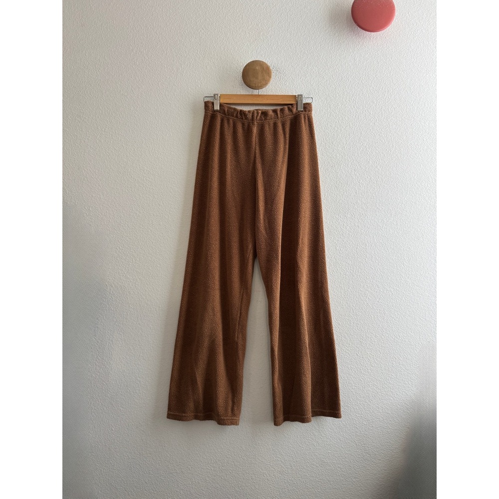 Leset Brown Fleece Lounge Pants Elastic Waist Size Small